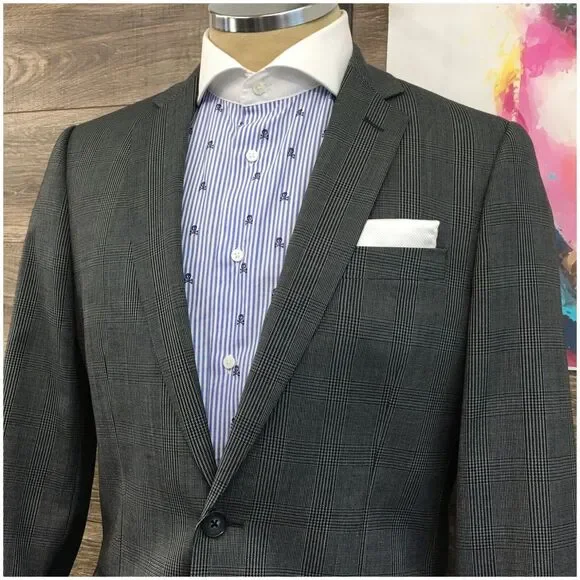 J CREW Mens Blazer Sport Coat Casual Jacket Size 38R 2 Button Wool Suit THOMPSON